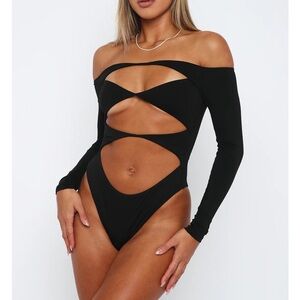NWT White Fox Boutique black bodysuit with cut outs - Size S